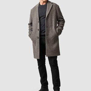 OEM Service Design Your Own Logo <b>Men's</b> Woolen Polyester/Wool Trench Coats High Quality Turn-down Collar Wool Coat - Product Image 1