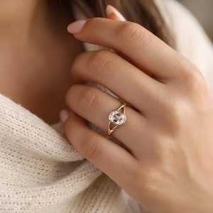 IGI Certified 10K 14K 18K Solid Gold Cushion Cut Lab Grown Diamond Engagement Ring Color E Clarity VVS For Women Engagement Ring - Product Image 1