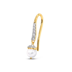 ต่างหูทรงหยดน้ำประดับเพชรทรงโค้งมนพร้อมลูกบอลหินสีขาว - Product Image 2