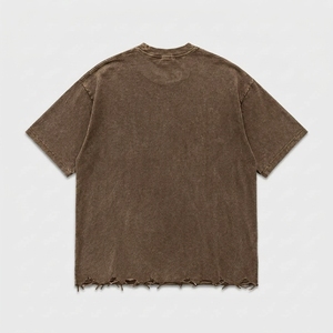 Oversized Cotton T-<b>Shirt</b> Short Sleeve O-Neck Washed Jersey Men's Solid Color Street Style Regular Fit - Product Image 5