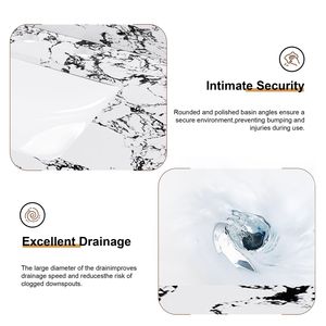 Top per mobile bagno in marmo artificiale 94x56 cm con lavabo in ceramica a incasso, paraschizzi e 3 fori per rubinetti per mobili da bagno - Product Image 6