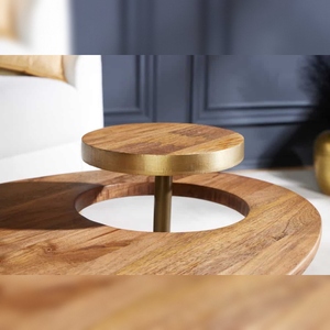 Vandana Vintage Aspect Wood Coffee <b>Table</b> GATSBY 110cm Brown Gold mango Oval <b>Side</b> <b>Table</b> Set of 2 Modern <b>Rustic</b> Design - Product Image 2