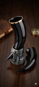 Soporte para Cuerno Vikingo Hecho a Mano, Soporte de Cuerno de Búfalo Pulido, Decoración Ecológica de Mitología Nórdica, Exhibición Rústica para Bar - Product Image 3