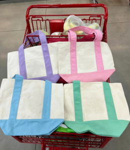 Bolsa de Tela de Algodón Teñida Lisa, Bolsa de Compras Ecológica Tejida en Colores Morado, Rosa, Azul y Verde - Product Image 5