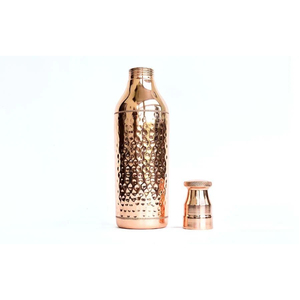 Premium Quality Pure Copper Water Bottle Ayurvedic Hammered Design Leakproof <b>Champagne</b> Shape Vessel Water Bottle for Gifts - Product Image 1