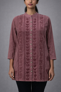 Camisa de Viscosa Bordada para Mujer, Ropa de Playa Informal de Manga Larga, Fabricante - Product Image 2