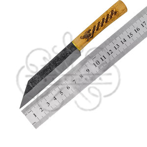Couteau de camping Norse Dragon Seax en acier Damas, manche en acier brûlé, fabrication artisanale, fourreau en cuir soudé, HRC60-65 - Product Image 6