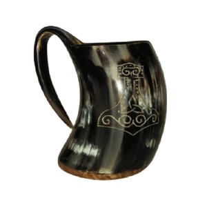 Chope en corne de viking, fabriquée par des artisans indiens qualifiés, inspirée de la culture viking, vaisselle polie pour bière, ale, vin, spiritueux, eau - Product Image 3