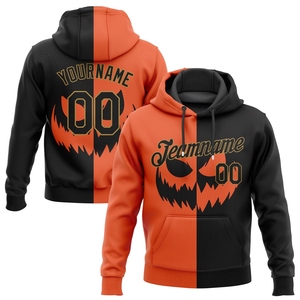 Wholesale Direct Industry New Design Custom Stitched Orange Black-Old Gold 3D Design Faces <b>Halloween</b> Pumpkin Men's <b>Hoodie</b> - Product Image 1