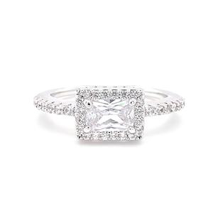 BR53100 Luxury Classic Cubic Zirconia Women's <b>Statement</b> <b>Ring</b> Rhodium Plated Brass Jewelry for Engagement Party Gift Occasions - Product Image 1