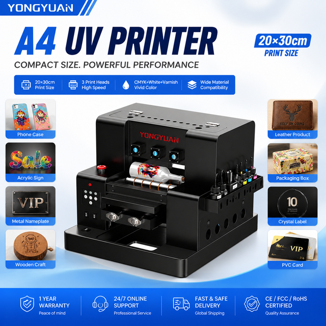 Mini Desktop Inkjet Printer 2030 A4 Size 38D Emboss Printing Machine XP600 Heads Pro Digital UV Portable Borderless for Phone