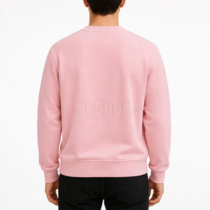 Sudadera de Invierno para Hombre, Cuello Redondo, Mezcla de Algodón Suave, Color Sólido, con Diseño de Logotipo Personalizado, Pedrería, Ecológica y Transpirable - Product Image 2