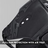 Casque de boxe FARABI en cuir PU noir avec design tatoué en EVA, protection confortable, fermeture auto-agrippante, pour entraînement et sparring