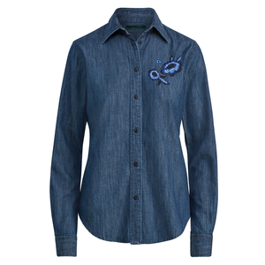 Camisa Casual de Mujer de Mezclilla Lavada con Botones, Tejido Sencillo y Holgado, Personalizada - Product Image 5