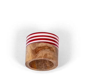 Anillo para Servilletas de Madera y Resina, Diseño con Revestimiento Blanco y Rojo, Anillo para Servilletas de Resina y Madera a Precios Accesibles - Product Image 1