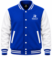 Veste de baseball varsity en laine pour homme, manches en cuir, patch en chenille, logo personnalisé, poignets côtelés rayés, veste bomber pour homme