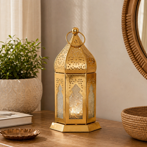 Brass Moroccan Candle <b>Lantern</b> Holder Metal <b>Hurricane</b> <b>Lantern</b> Decorative Home Decor Ramadan Wedding Table Centerpiece Gift - Product Image 3