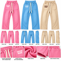 Pantalon de survêtement en molleton personnalisé avec logo pour hommes, vente en gros, coupe large, style streetwear, avec poches plaquées 3D