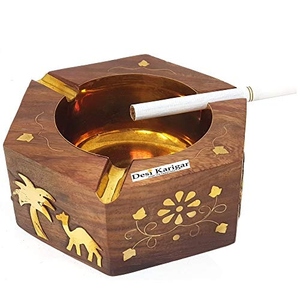Cenicero de Aluminio Premium Hecho a Mano con Detalles en Latón, Estilo Americano, Cuadrado, de Lujo, Accesorio para Fumar sin Humo - Product Image 2