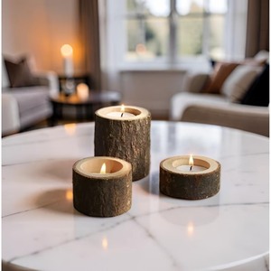 Supports de bougies chauffe-plat en bois très demandés, forme cylindrique, faits à la main, écologiques, décoration d'intérieur - Product Image 2