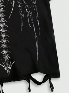 เสื้อยืดโอเวอร์ไซส์ทรงบ็อกซี่ แต่งลายกราฟิกพิมพ์ลายคุณภาพสูง สไตล์ฮิปฮอป สำหรับฤดูร้อน ไซส์พลัส  ตกแต่งด้วยคริสตัลวินเทจ สำหรับผู้ชาย - Product Image 3