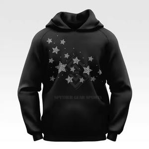 Sweat à capuche pour homme grande taille en coton mélangé, respirant, écologique, avec strass, prix abordable, haute qualité, vente en gros - Product Image 2