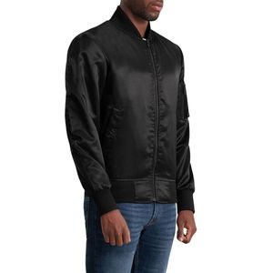 Chaqueta Bomber de Nailon Negra para Hombre, Cortavientos, con Cuello Alto, Bolsillos con Cremallera, Chaqueta Casual de Primavera - Product Image 3