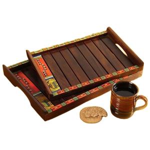 Plateau de service écologique personnalisé en gros pour le café et les aliments carré en bois naturel/rectangulaire/en métal pour la cuisine, la maison et l'hôtel - Product Image 1