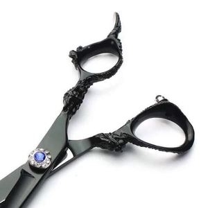 Ciseaux de coiffure professionnels noirs de 7 pouces pour droitiers, ciseaux à effiler pour salon de barbier, en acier japonais 440C véritable, pour utilisation sur cheveux secs ou humides - Product Image 4