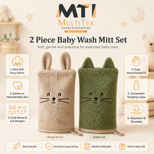 Lot de 2 gants de bain écologiques à imprimé animal pour bébé, en tissu éponge doux, serviettes de lavage en forme de marionnette, cadeau pour nouveau-né et tout-petit, pour la salle de bain et la crèche - Product Image 3