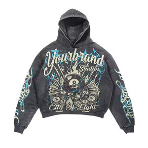 Conjunto Deportivo de Felpa de Algodón de Primera Calidad, Estilo Hip Hop, Oversize, con Bordado, Efecto Desgastado, Estilo Vintage - Product Image 4