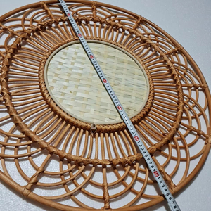 Espejo redondo de ratán natural, decoración vintage para el hogar, accesorios tradicionales para el hogar, espejo decorativo vintage, espejo de estilo antiguo - Product Image 3