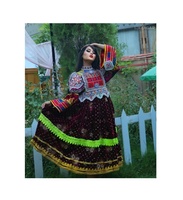 Robes Kuchi Afghanes Traditionnelles Tribales Vintage en Dentelle Écologique Longues Manches Longues en Modal pour Fête, Vibrantes et Boutonnées