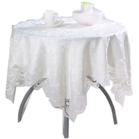 Nappe de mariage en satin jacquard avec bordure en dentelle florale, taille et design personnalisables, imperméable, anti-taches, jetable, pour la table