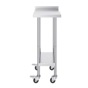 Tavolo da Lavoro Commerciale per Cucina 24 X 15 X 40 Pollici in Acciaio Inox Resistente con Ruote, Postazione di Preparazione Alimenti con Piano in Metallo - Product Image 1
