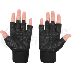 Custom Black Leather Half-Finger <b>Weight</b> Lifting Gloves with Adjustable Wrist Strap and Breathable Design From GLOVES City 2026 - Product Image 2