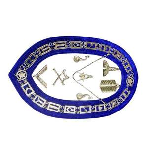 Collar Masónico de Past Master Blue Lodge con Cadena, Terciopelo Bordado y Joyas Metálicas, Insignia de Tela Cosida con Encaje - Product Image 6