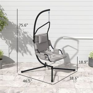 Gray Hanging Swing <b>Hammock</b> for Patio Comfortable Outdoor Furniture - Product Image 6