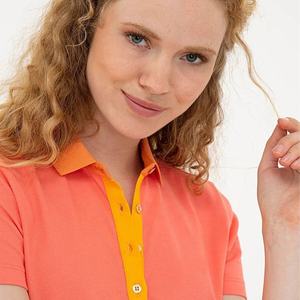 T-shirt pour femme en gros, coupe classique, manches courtes, col contrasté, respirant, anti-froissement, écologique, 100% coton - Product Image 6