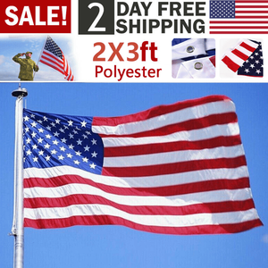 Bandiera Americana 2X3FT (60x90cm) # Stampato #   Nylon # Nazionale #   Bandiera con occhielli in ottone # Decorazioni per il Cortile # # Decorazioni per Feste # " - Product Image 1