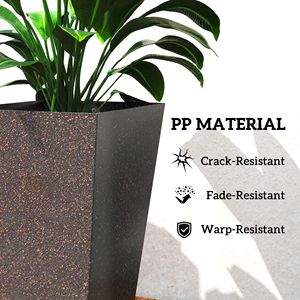 Set di 3 Vasi da Fiori Grandi in Plastica Marrone Smaltata da 70 cm con Finitura Effetto Marmo, Fori di Drenaggio e Design Conico Impilabile - Product Image 6