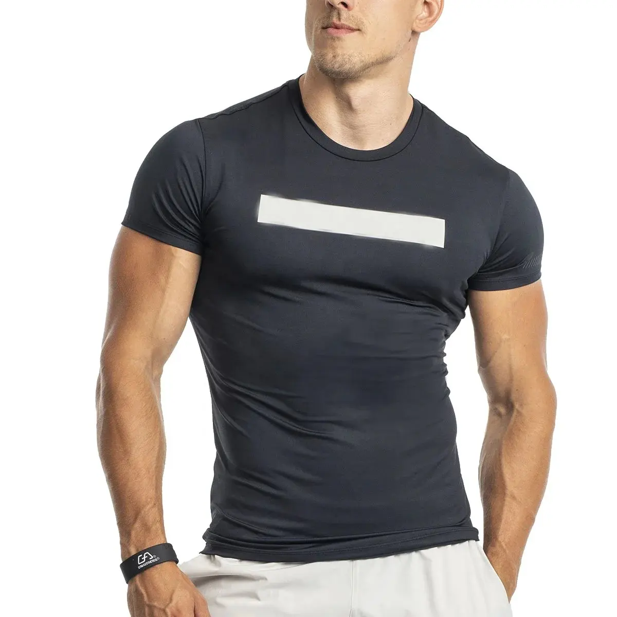 Kaus pakaian Gym pria kaus Gym cetak polos desain kustom kualitas tinggi Logo cetak grafis cepat kering berventilasi