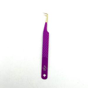 Pinzas de Precisión para Pestañas de Color Morado, Acero Inoxidable, Punta de 90 Grados, Superficie Lisa, Herramienta Profesional para Extensión de Pestañas - Product Image 5