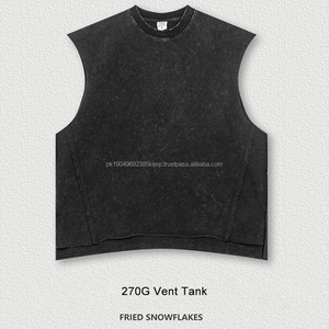 OEM High Street Heavyweight Old Washed <b>Vintage</b> Streetwear Tshirt -260G Linen Cotton Fried Snowflake Knitted 260 GramDDP Shipping - Product Image 4