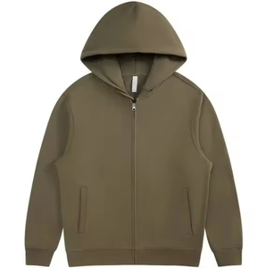 Sweat à capuche décontracté personnalisé de haute qualité, respirant, avec logo imprimé en relief, en coton surdimensionné, double fermeture éclair, en molleton épais, pour homme - Product Image 1
