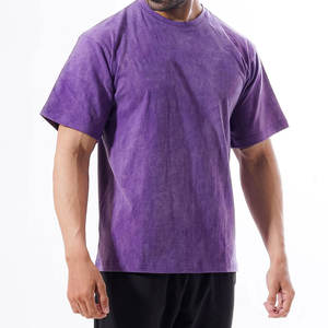 Nouveau design T-shirt 100 % coton délavé à l'acide pour hommes – Vêtement de mode en gros, coupe ample, imprimé, pour hommes - Product Image 1