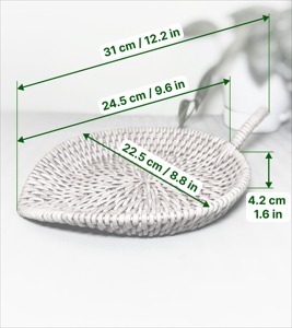 Elegant Leaf Shape Rattan Serving Tray Natural Cane Woven Tray Ideal For <b>Table</b> Styling And <b>Kitchen</b> Counter Organizer From India - Product Image 4