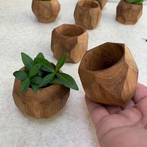 Pot de fleurs moderne en bois épaissi, écologique, fait main avec corde de chanvre, petit, respirant et durable pour le dropshipping - Product Image 2