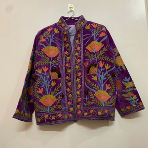 Hand Embroidered Suzani Boho Velvet <b>Winter</b> Jacket Designer Ethnic Womens Coat Artisan Handmade Jacket - Product Image 1