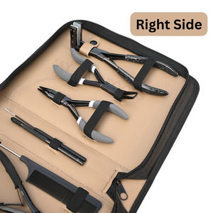 Kit completo de herramientas para extensiones de cabello, color negro, con pinza para extensiones de cabello de 7 pulgadas, crimpadora de cuentas de dos orificios, enhebrador de bucles, 20 pinzas de pico de pato. - Product Image 3